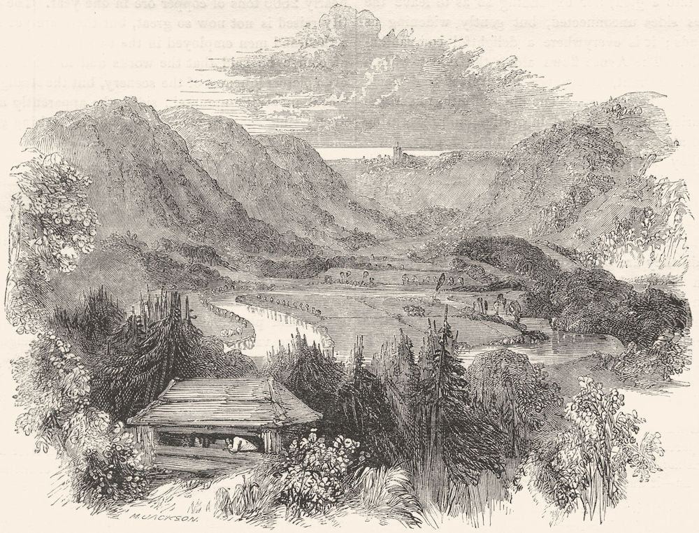 IRELAND. Vale of Avoca-second meeting of the waters 1850 old antique print